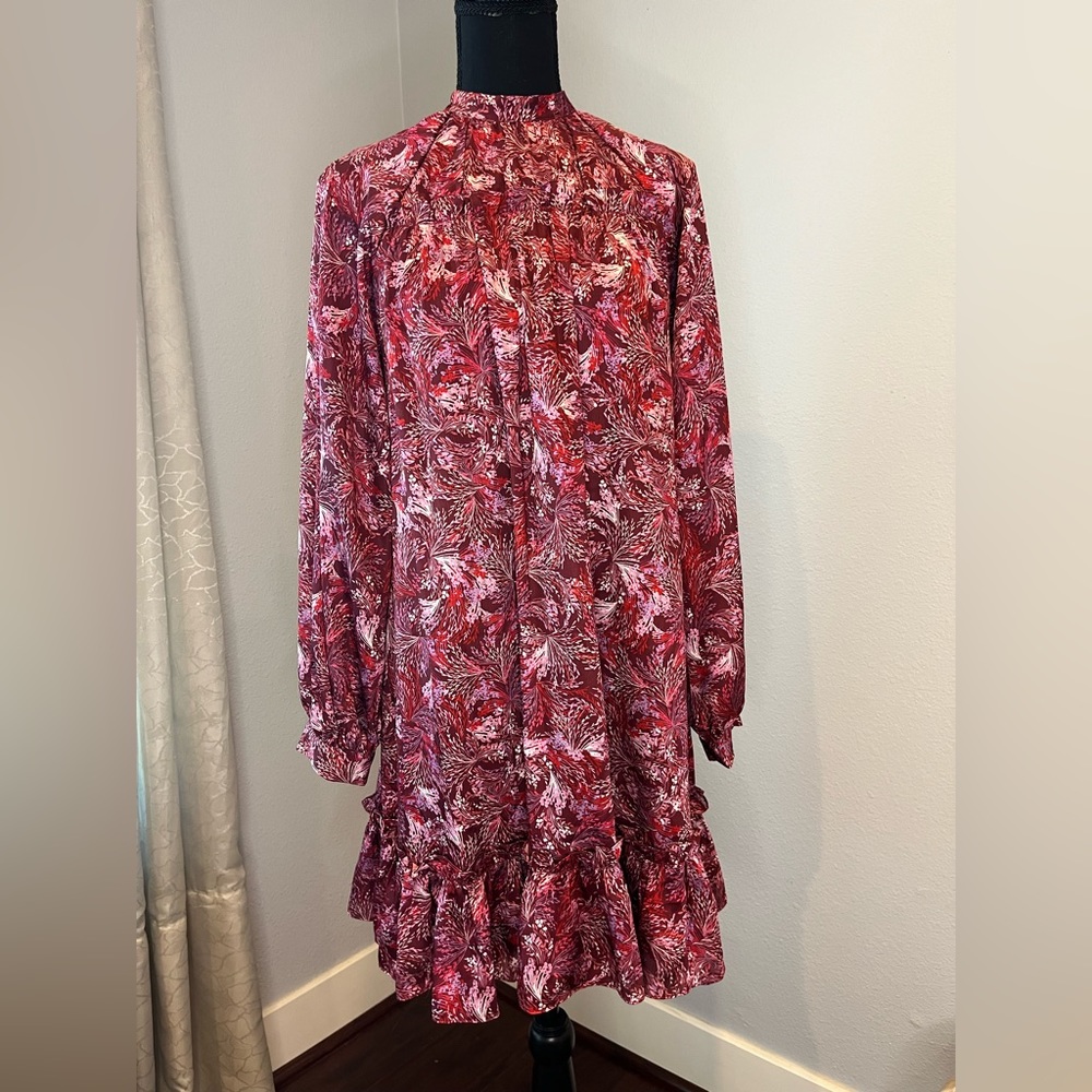 BCBGMaxAzria Size Small Magenta Burgundy Pink Long Sleeves Dress. New
